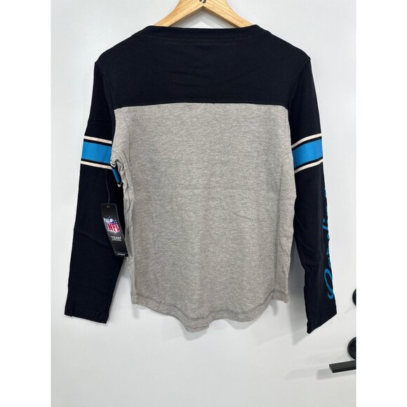 NFL Long Sleeve Waffle Knit Tee Womens M Panthers Gray Cotton Blend College NEW - Picture 2 of 8